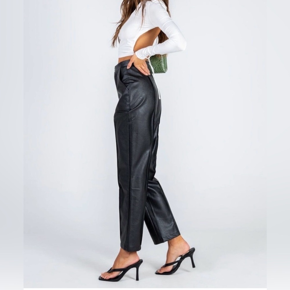Princess Polly Women's Black Faux Leather Pants size 6